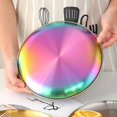 thumbnail image 4 of QUTETN 2pcs Stainl Steel Dinner Plates Dert Salad Plates Set Indian 9.1 Inch Colorful Round Metal Platter for Camping Unbreakable and Reusable Dishwasher Safe, 4 of 4