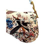 Dior Floral and Bird Print Leather Saddle Bag