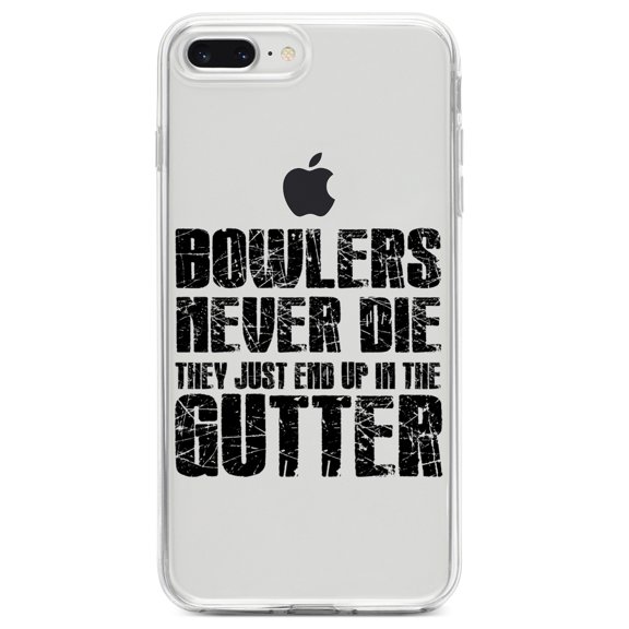 DistinctInk Clear Shockproof Hybrid Case for iPhone 7 PLUS / 8 PLUS (5.5" Screen) TPU Bumper Acrylic Back Tempered Glass Screen Protector - Bowlers Never Die They End Up In The Gutter
