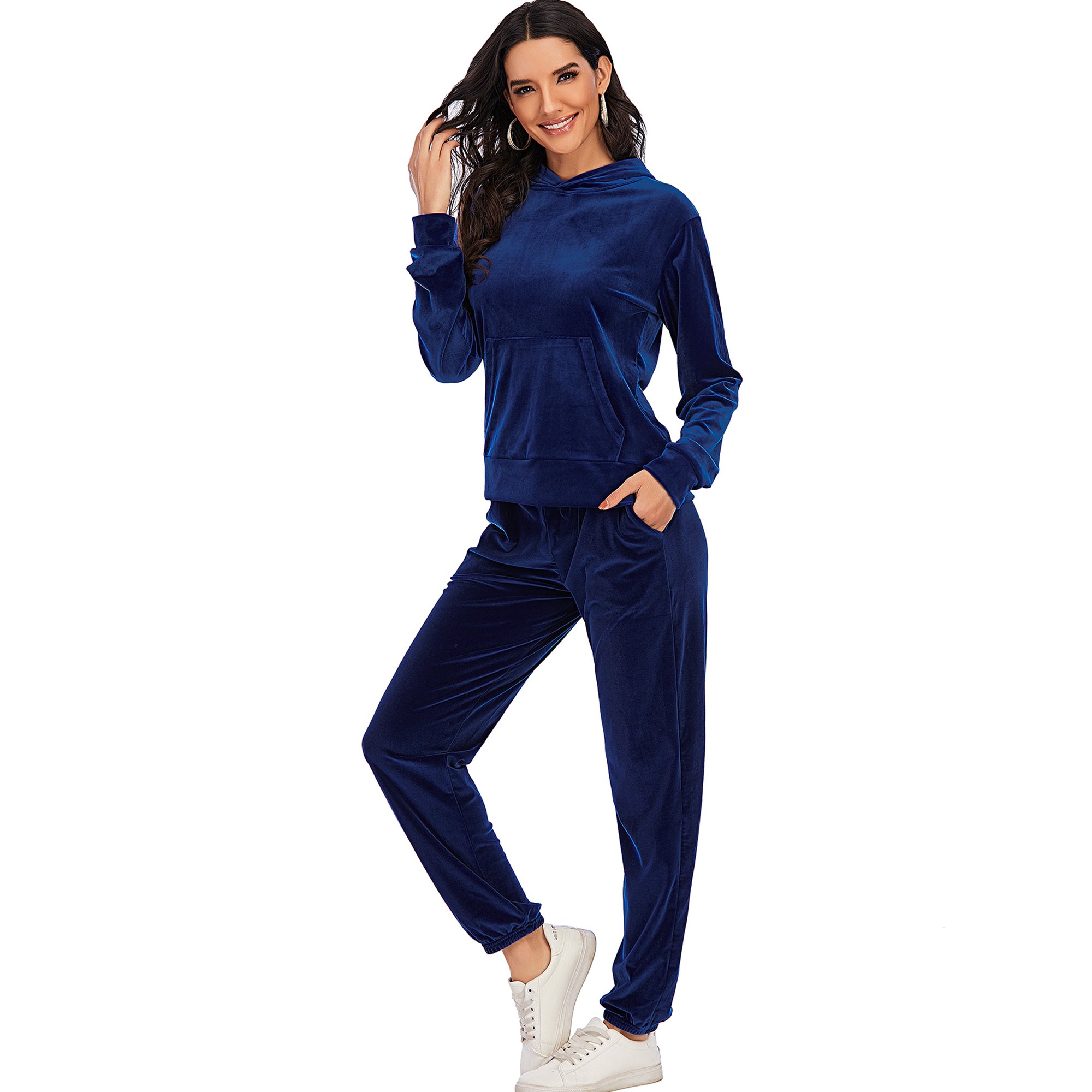 SAYFUT Velour Tracksuit For Women Velour Zip Hooded Jacket Jogging