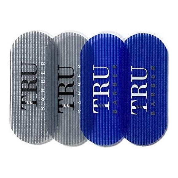TRU BARBER HAIR GRIPPERS 2 COLORS BUNDLE PACK 4 PCS for Men and Women - Salon and Barber, Hair Clips for Styling, Hair holder Grips (Blue/Grey)