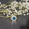 thumbnail image 4 of Rosec Jewels London Blue Topaz Engagement Ring with Double Halo - Cushion Cut Ring - AAA Quality Certified - With Jewelry Box, 18K Yellow Gold, US 11.50, 4 of 8