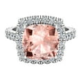 thumbnail image 4 of Cushion Cut Pink Morganite Halo Engagement Ring 14K White Gold 2.70 carat, 4 of 5