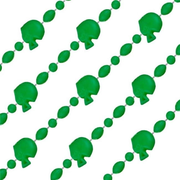 Blinkee 165400 32 in. Football Helmet Bead Necklace, Green - Pack of 12