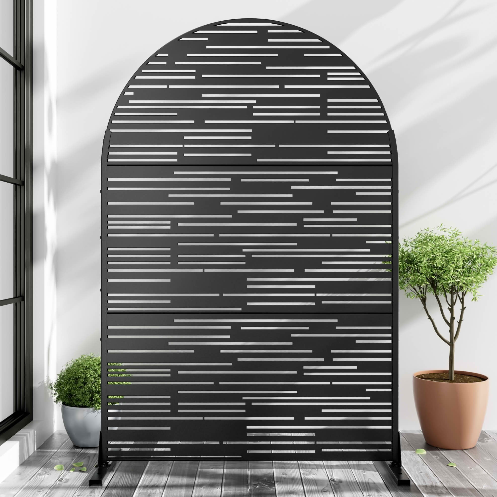MAYEERTY 72x47 Black Outdoor Natural Privacy Panel Screen, 3 Piece Set Natural Folding Divider for Backyard and Garden