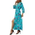 thumbnail image 4 of Coduop Women Casual Tie-up Shirt Dress Long Sleeve V-neck Long Dress With Pocket, 4 of 6
