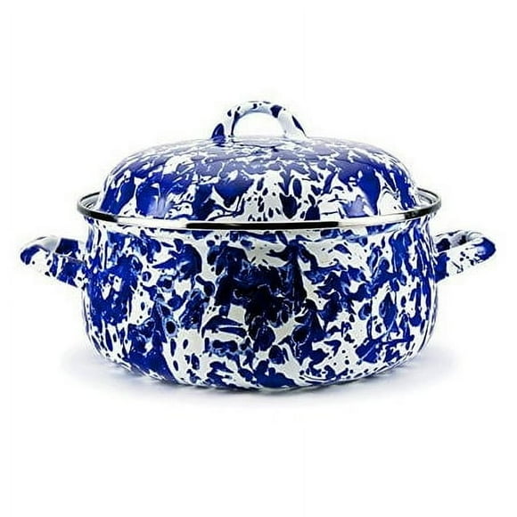 Golden Rabbit Enamelware - Cobalt Swirl Pattern - 4qt Dutch Oven