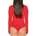 thumbnail image 2 of XFLWAM Women's Ribbed Knit Turtle Neck Lettuce Trim Thumb Hole Long Sleeve Bodysuit Leotard Top Red S, 2 of 6