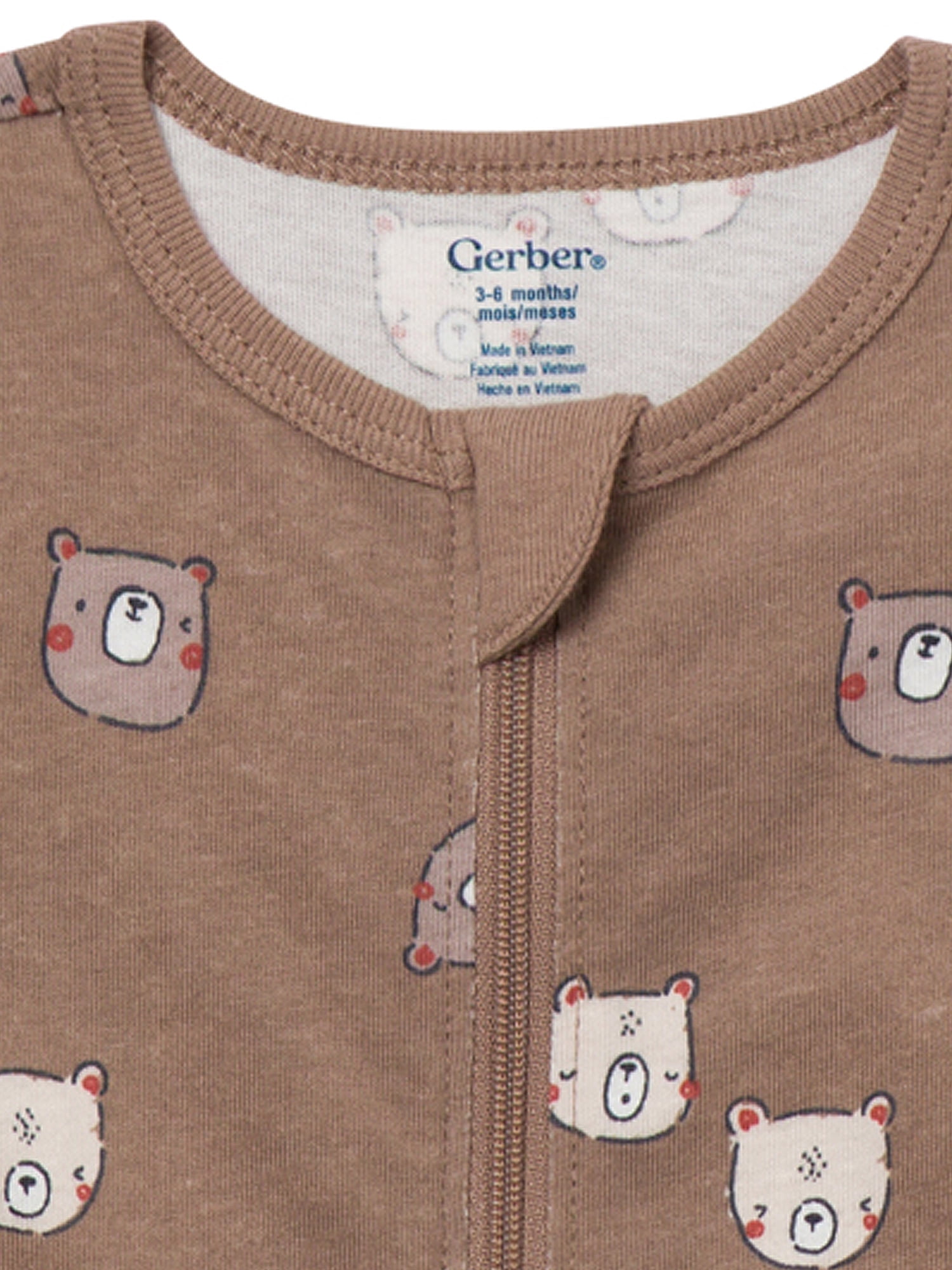 Gerber Baby Neutral Sleep N´ Play 2-Way Zipper Footed Pajamas, 4-Pack, Sizes, Newborn - 6/9 Months