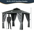 thumbnail image 4 of Costway 10' x  10' Patio Double-Top Hardtop Gazebo Galvanized Steel Roof Aluminum Frame, 4 of 12