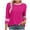 Hot Pink, variant on Shirts for Women Plus Size 3/4 Sleeve Color Block Round Neck Solid Color Casual Top Hot Pink M