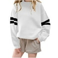 thumbnail image 3 of MKOSPLRT Kids Varsity Striped Oversized Sweatshirt Drop Shoulder Long Sleeve Casual Pullover Top Crewneck Color Block Sweatshirts 1-13Y, 3 of 7