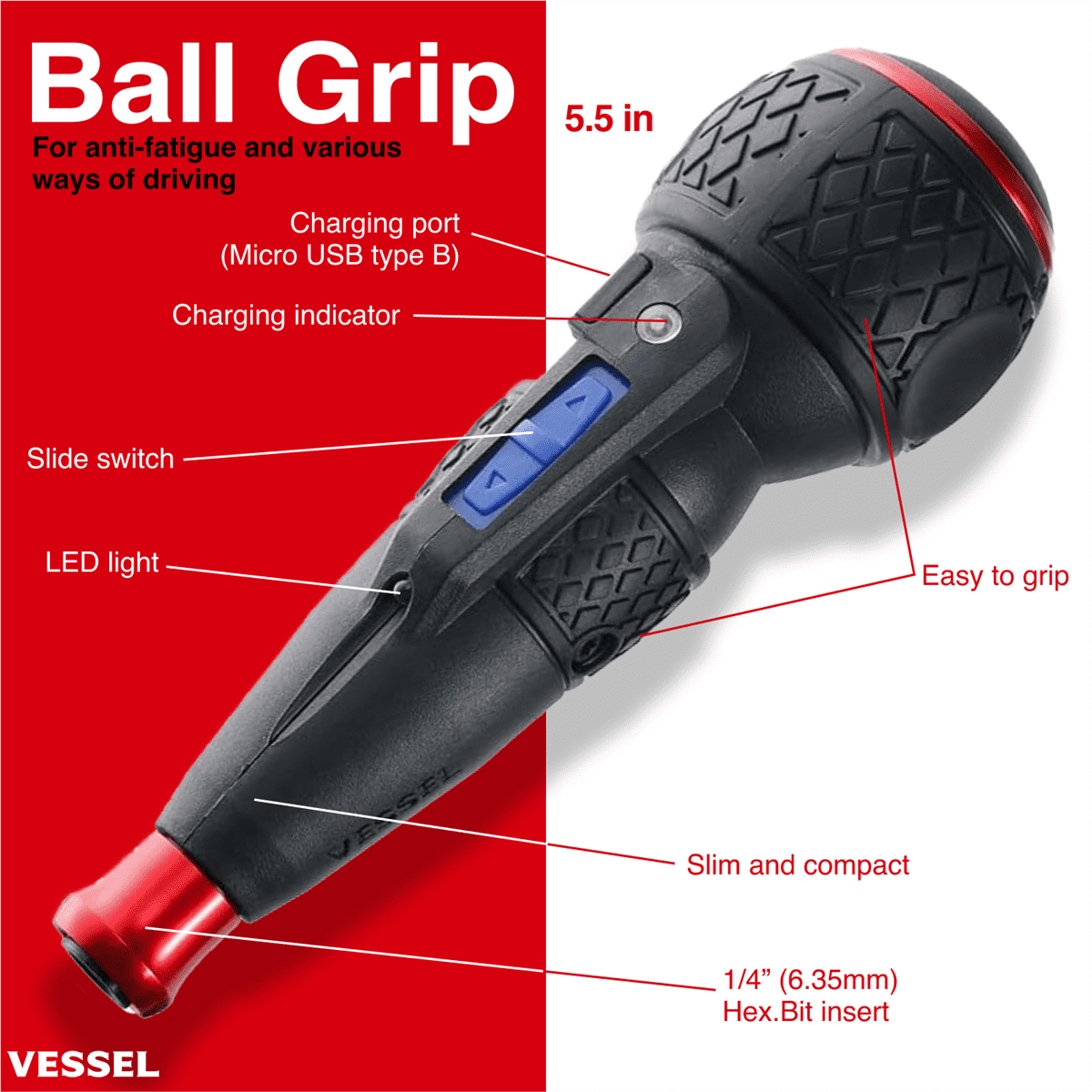 Vessel Tools 2025 Power Holiday Bundle - E-Assist Screwdriver, Bit Set, and One MYSTERY Color Bit Holder