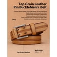 thumbnail image 2 of Catelles Men's Casual Vintage Camel Leather Belt, Vintage Pin Buckle, Business Casual Style, Comes with Gift Box And Hole Puncher&For waist 48in Width 1.5in(3.8cm), 2 of 9