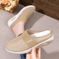 thumbnail image 4 of Domzle Mules for Women 2026 Shoes Slip on Sneakers Knit Flats Lightweight Breathable Comfortable Walking Shoes Khaki 40, 4 of 8
