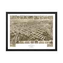 Rocky Mount Art, 1907 Vintage Map of Rocky Mount North Carolina, NC History Wall Decor Gift, Old Rocky Mount Map - 24" x 18" Black Framed Print