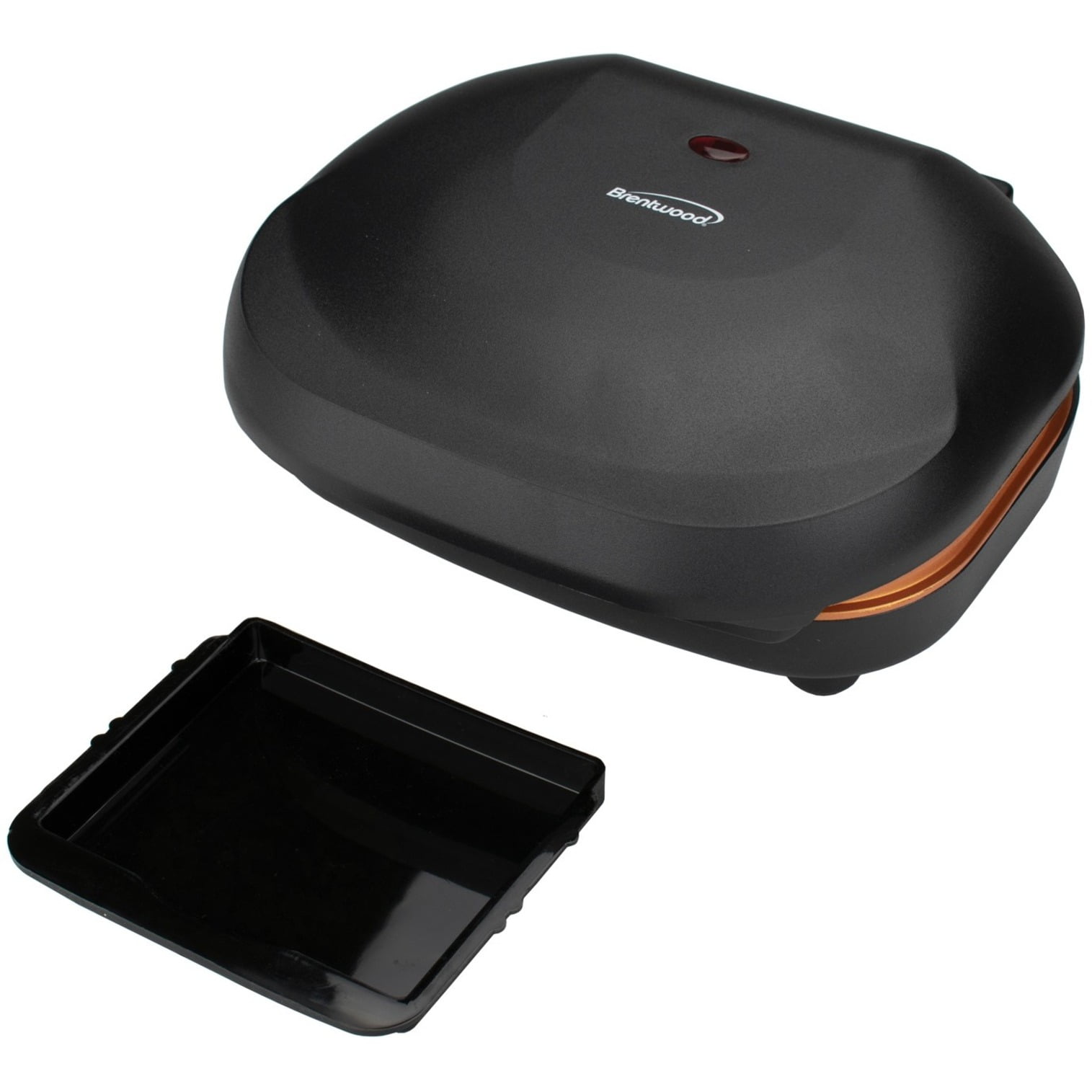 Brentwood TS-606BK 2-Serving Non-Stick 750w Indoor Electric Copper Grill and Panini Press in Black