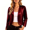 thumbnail image 7 of NominalSnug Womens Sequin Cardigan Open Front Long Sleeve Cropped Casual Jacket with Pockets Fall Outfits, 7 of 7