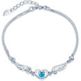 thumbnail image 1 of Pulsera de Plata 925 Mujer, Pulsera dijes con alas de ángel, Brazalete de Corazon, Pulsera de Amistad Ajustable, Elegante Joyeria Moda Mujer, Regalo para Mamá, Esposa, Novias, 1 of 4