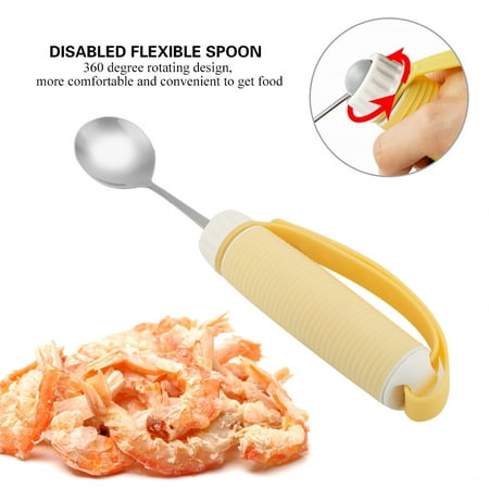 

Tebru Disabled Patient Arthritis Elder Utensil Removable Flexible Rotating Eating Tablewares Arthritis Flexible Spoon Disabled Fork