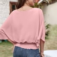 thumbnail image 5 of Endives Women's Chiffon Shirt Blouses Casual Boat Neck Chiffon Blouses Batwing Tops Tunic Top Spring Outfit Pink, 5 of 7