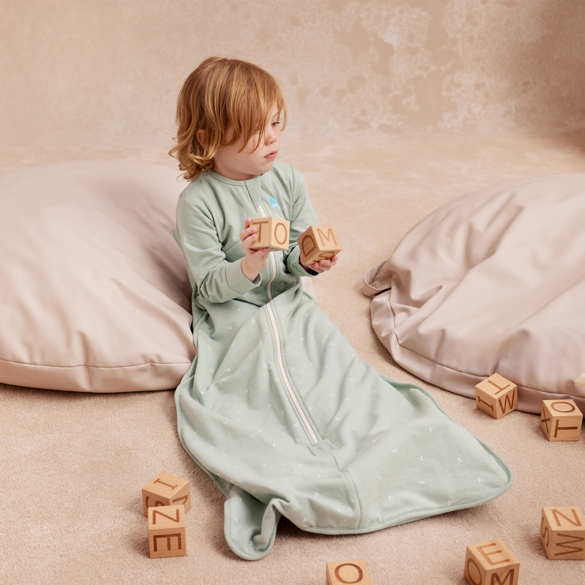 Love to Dream Long Sleeve Sleep Bag Wearable Blanket Organic Cotton Fleece 1.5 TOG, 6-18M Olive Twigs