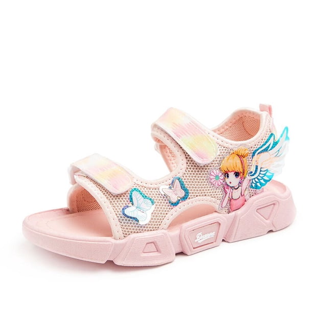 Sandalias de princesa para niñas de Disney, nueva moda, zapatos coreanos de verano para niños, zapatos de playa para estudiantes, suelas blandas, zapatos para niñas pequeñas, 35-plantilla de 21 cm Gao Jinjia LED