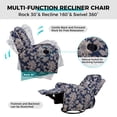 thumbnail image 4 of Home Theater 360 Swivel Rocking Recliner Glider Rocker Chair Nursery Backrest Footrest Floral Fabric Armchair Sofa for Living Room Entertainment Navy, 4 of 9