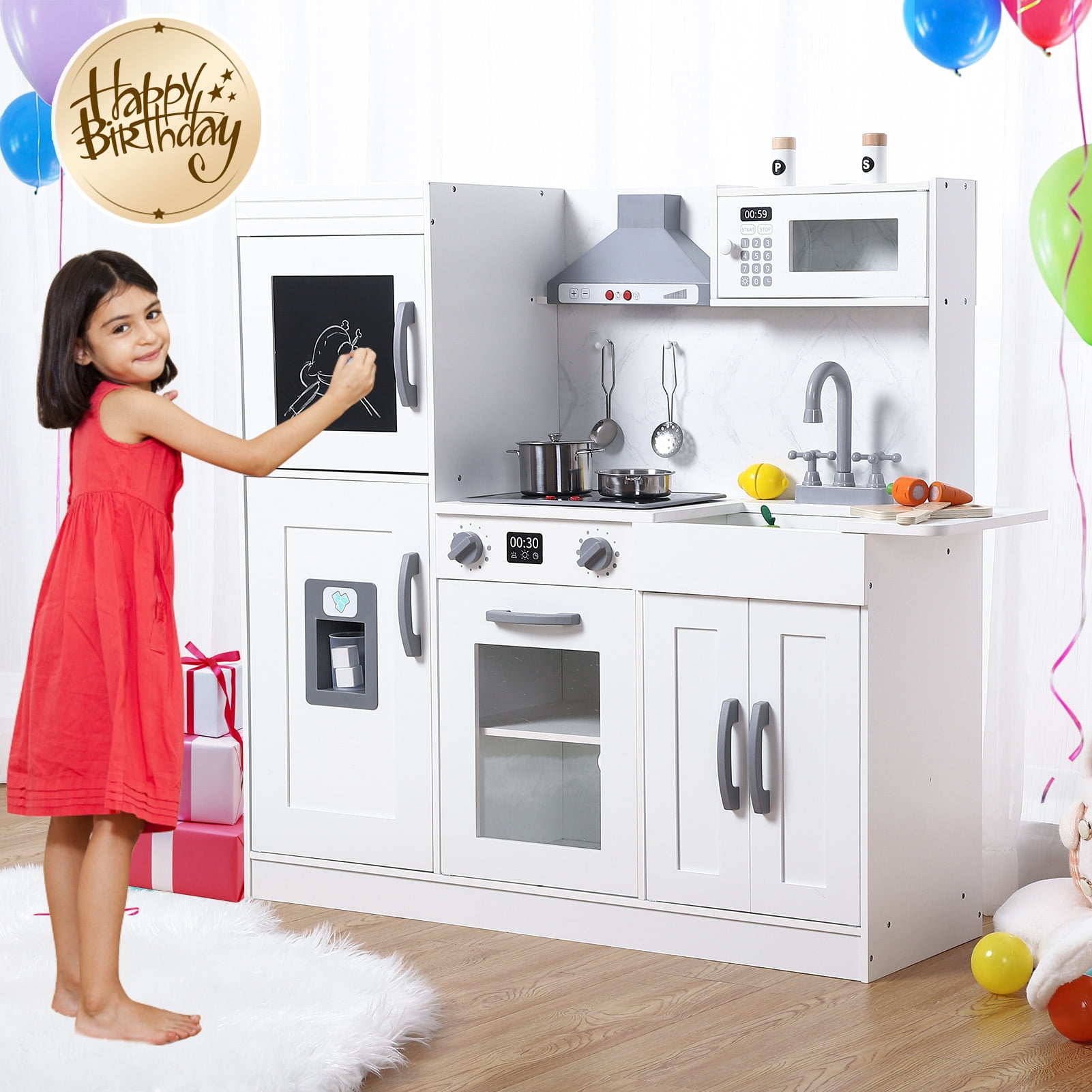 Halifax North America Wooden Play Kitchen with Realistic Lights and Sounds | Mathis Home