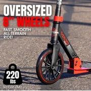 Folding Commuter Kick Scooter for Adults and Teens – Adjustable Handlebar – Big 200mm Wheels – Lightweight Durable Frame – Madd Gear Red Kruzer 200