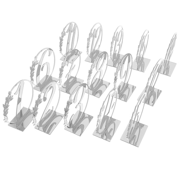 TEHAUX Elegant Silver Plastic Table Number Signs for Decor with Chic Modern Design 15pcs