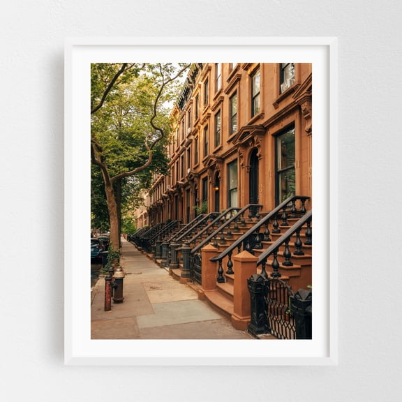 Cobble Hill Brownstones 01 - Brooklyn New York Photography White Framed Wall Art Print 16 x 20 inches
