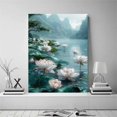 thumbnail image 2 of Mudket Framed,Botanical Canvas Wall Art,Ready to Hang,White Lotus Flower Mountain Lake Scenery Canvas Print,Zen Flower Wall Decor, for Bedroom Living Room Bathroom Decor - 12"L x 8"W, 2 of 10