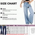 thumbnail image 4 of Women's High Waisted Flare Jeans Dark Wash Distressed Denim Pants, 4 of 7