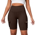thumbnail image 4 of Women Workout Biker Shorts with Cargo Pockets Butt Lifting High Waisted Tummy Control Short Leggings, L, 4 of 5