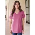 thumbnail image 2 of Roaman's Women's Plus Size Cotton Ultimate V-Neck Tee, 2 of 6
