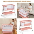 thumbnail image 3 of ANGELBLISS Bedside Sleeper with Storage Basket, Easy Folding Portable Bassinet with Wheels, Adjustable Height, Included Breathable Mesh, Cozy Mattress(Pink), 3 of 8