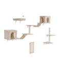 thumbnail image 4 of 8 en 1 Juego de trepadores para gatos montados en la pared, Muebles de estantes de pared para gatos con árbol para gatos, Centro de actividades para gatos de interior de madera, Beige, 4 of 7