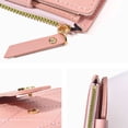 thumbnail image 3 of Womens Wallet Leather Zip Around Wallet Large Capacity Travel Small Purse - pink, 3 of 5