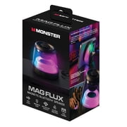 Monster Mag Flux Magnetic Bluetooth Speaker, 5W Portable Wireless Speaker with Multicolor LED Lighting, Magnetic Base & TWS Pairing, MicroSD Playback