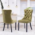 thumbnail image 3 of JETEAGO Velvet Dining Chair Set of 2, Upholstered Tufted Dining Room Chair with Nailhead Trim and Solid Wood Leg for Kitchen, Olive Green, 3 of 8