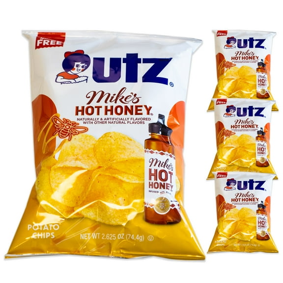 Utz Mike's Hot Honey Potato Chips - Spicy and Sweet Hot Honey Natural Flavors - 4, 2.6 oz bags