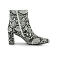 thumbnail image 3 of BLISSFUL STEP Women's Ankle Boots Pointed Toe Snake Print Block Heel Ankle Boots Black White 7, 3 of 7