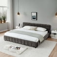 thumbnail image 3 of California King Upholstered Bed Frame with Drawers, Chenille Fabric Platform Bed with Headboard, Storage Drawers on Rollers, No Box Spring Needed, Dark Gray, 3 of 16