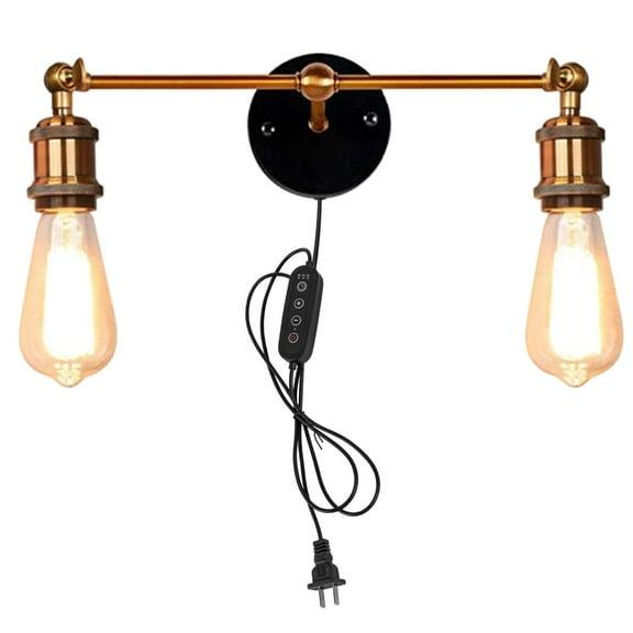 Kiven Plug in Black Wall Lamp Industrial Style Dimmable Wall Sconce with Iron Lampshade, 5.9ft Plug-in Cord, E26 Socket(1-Light)