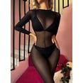 thumbnail image 4 of Ropa interior sexy, medias sexy europeas y americanas, medias combinadas, uniforme, tentación, archivo abierto, perspectiva de seda negra, linda w413, 4 of 5