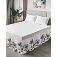 thumbnail image 4 of Spring Floral Bed Skirt King Size, Teal Tulip Vintage Botanical Summer Wrap Around Bed Skirting with Adjustable Elastic Strap, Dust Ruffled Pleated Bedskirts 18 Inch Drop for Bedroom King Beds, 4 of 9