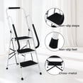 thumbnail image 5 of 3 Step Ladder with Handrails, Portable Folding Step Stool with Safety Lock, Lightweight Step Stool Foldable for Library Home Garage Office, 5 of 6