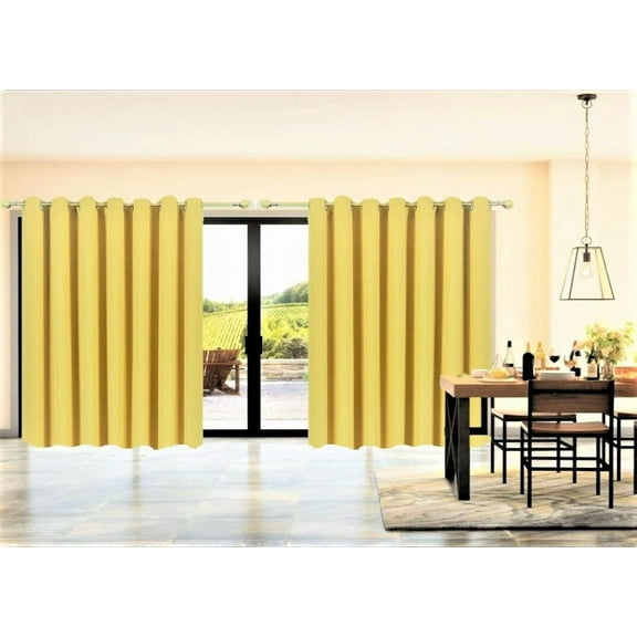 Room Darkening Blackout Curtains/Drapes K100 YELLOW Panel Thermal Insulated Divider Room, Sliding Door Patio Extra Wide 1 Panel 100" X 84"