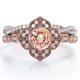 thumbnail image 1 of JeenMata Anillo Nupcial Art Déco 1.5 ct Pavé Cruzado Morganita y Moissanita Redonda Rosa Melocotón en Plata con Baño de Oro Rosa 18 K, 1 of 5